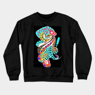 octopus kraken in sweet magical glitch in ecopop pattern mandala Crewneck Sweatshirt